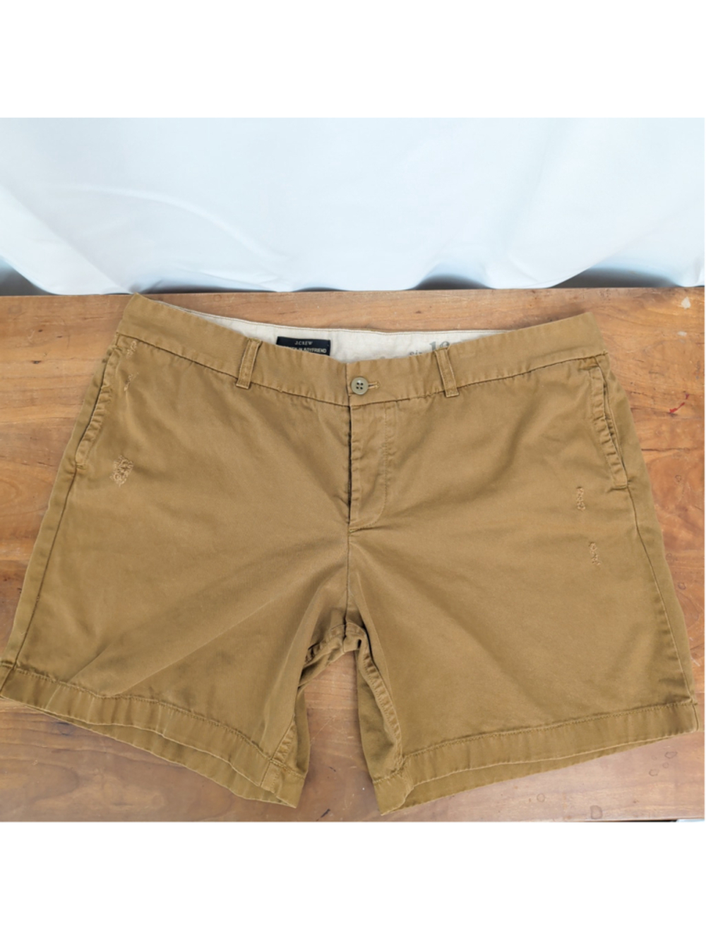 J Crew Broken In Boyfriend Khaki Pre-Distressed Jeans Size 16